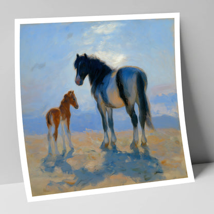Cerulean Morning Light mare & foal art print