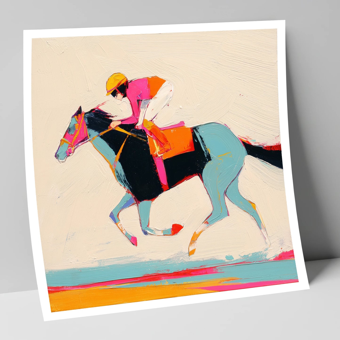 Technicolour Gallop racing horse art print