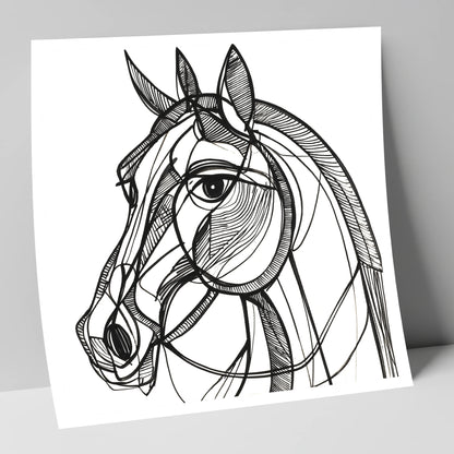 Bold Linear Equine horse portrait art print