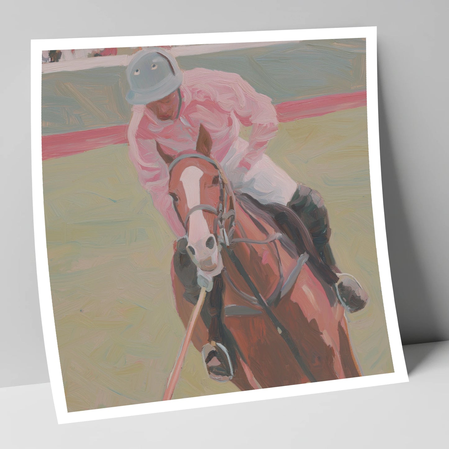 Dusty Pink Pursuit polo horse art print
