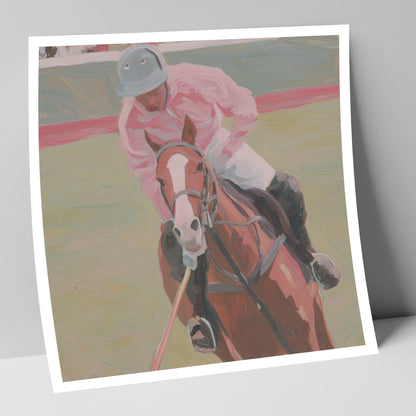 Dusty Pink Pursuit polo horse art print