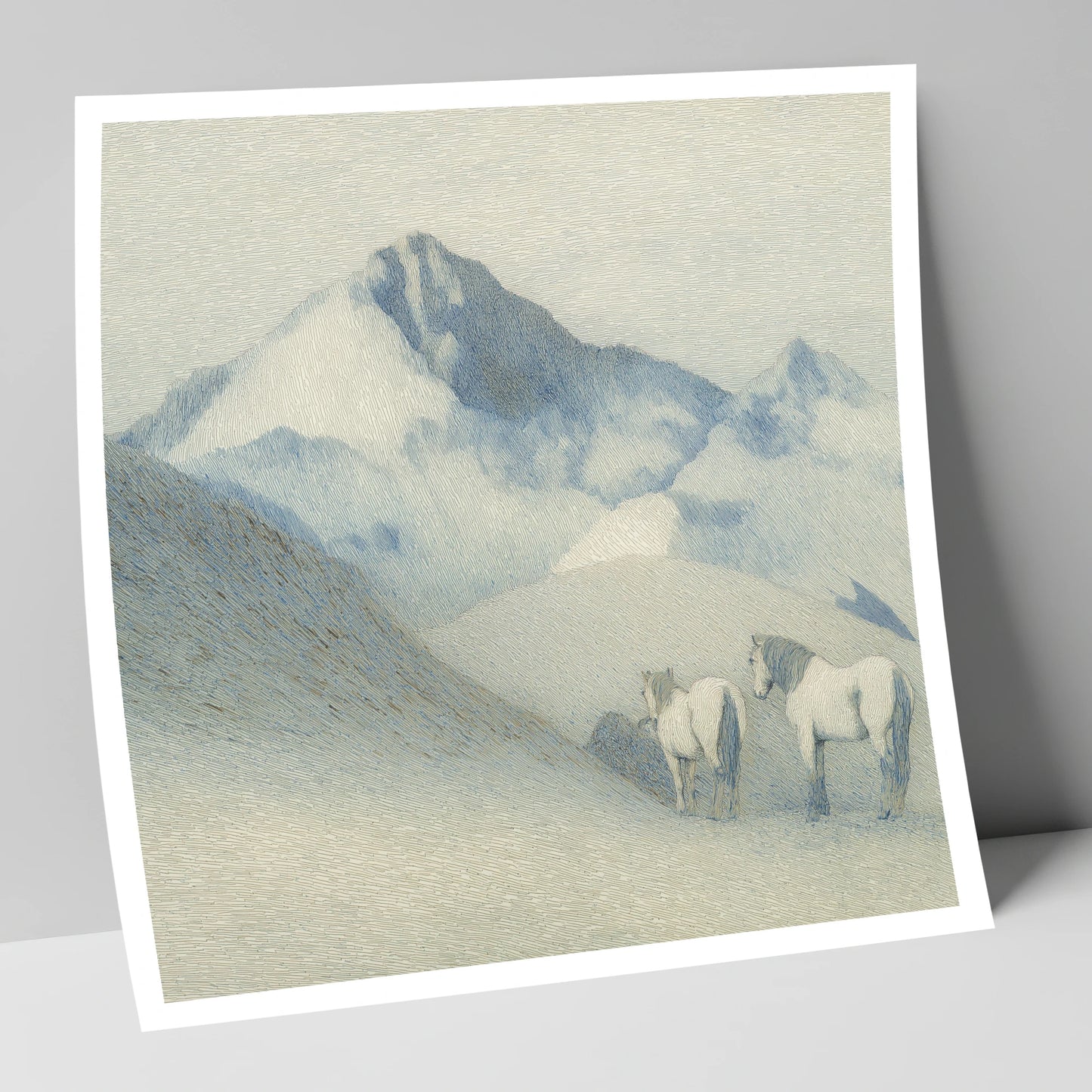 Slate Blue Peaks horse landscape art print