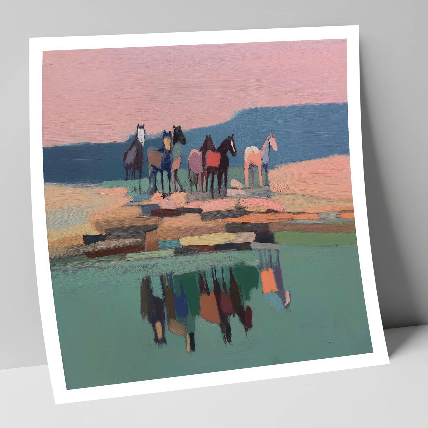 Stillness by the Water wild horses art print