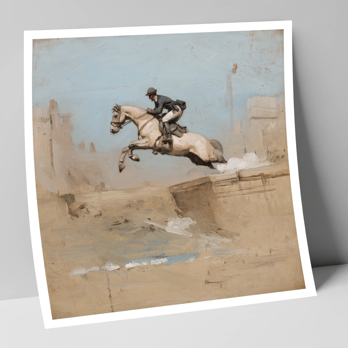 Clearing the Bank show jumping horse art print
