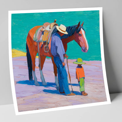 Sunlit Companions horse & rider art print