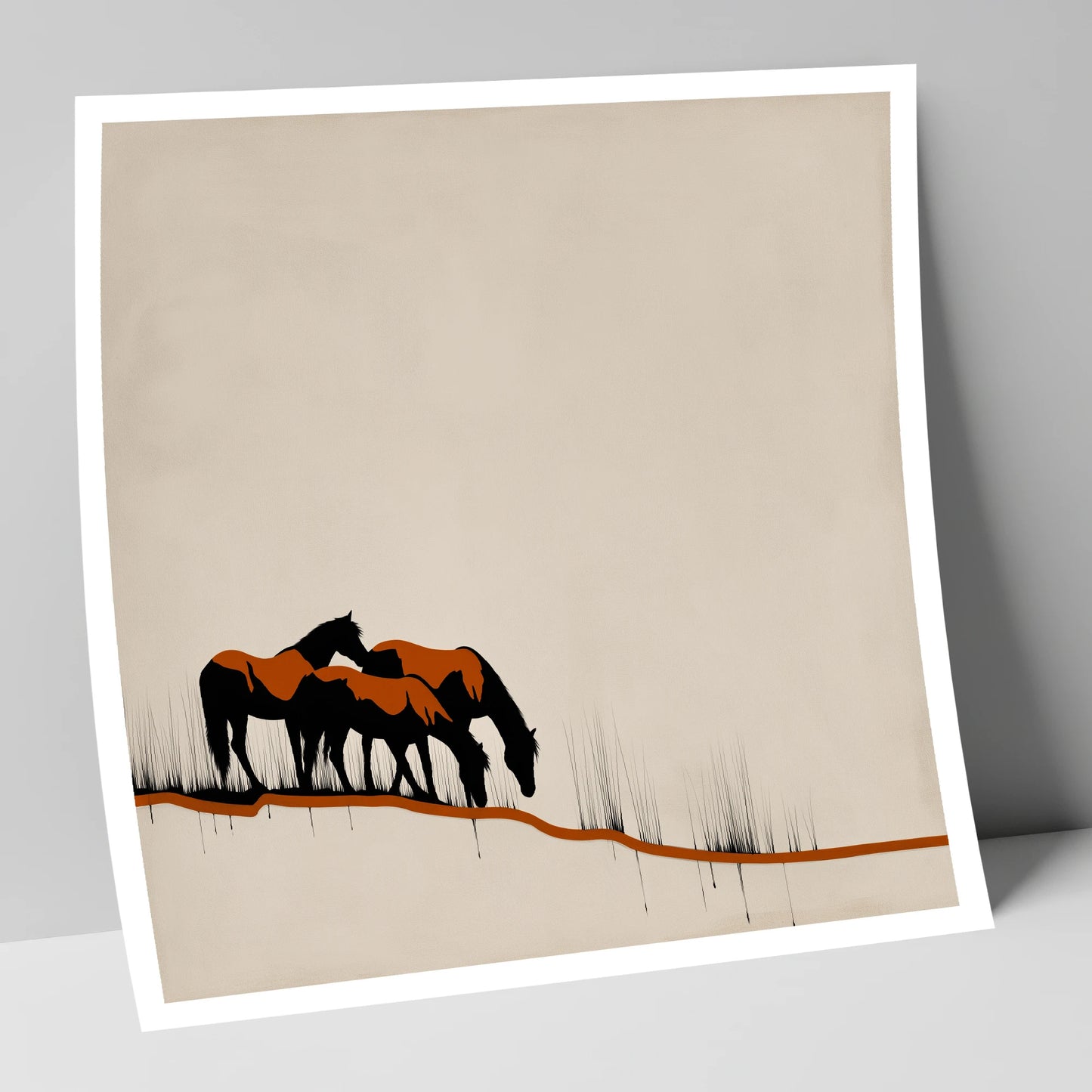 Copper and Ink Herd wild horses art print