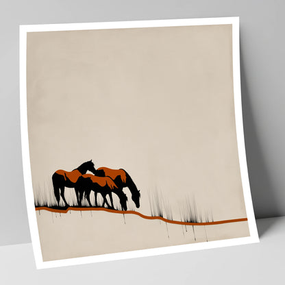 Copper and Ink Herd wild horses art print