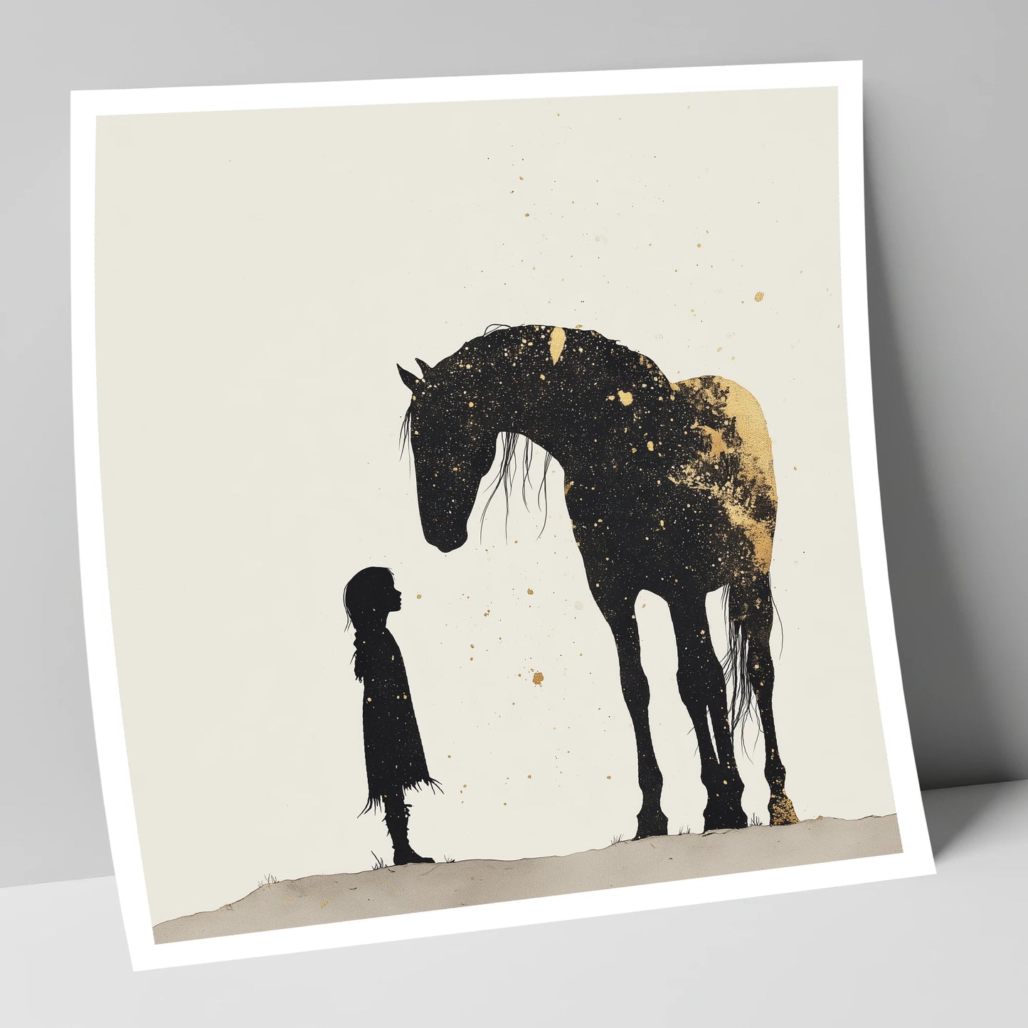 Whispers in Gold horse & rider art print