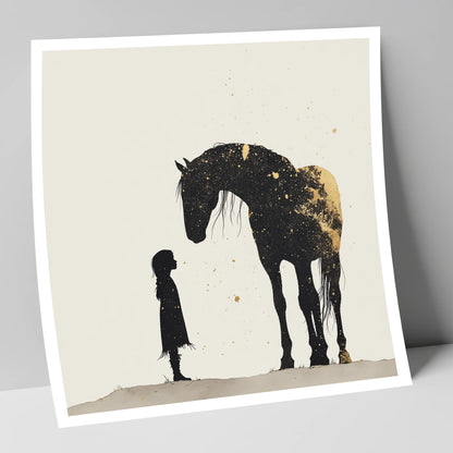Whispers in Gold horse & rider art print