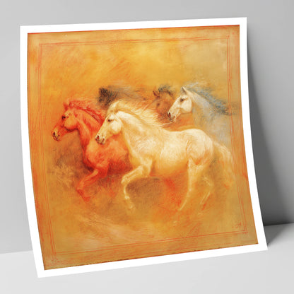 Spirited Terracotta Herd wild horses art print