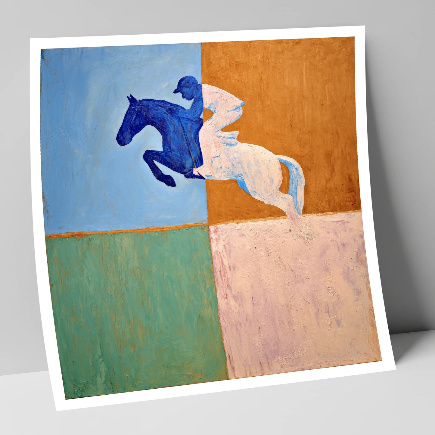 Abstract Cobalt Leap show jumping horse art print