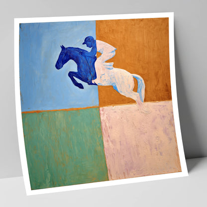 Abstract Cobalt Leap show jumping horse art print