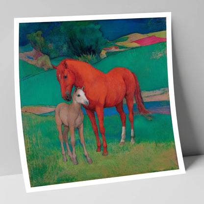 Vibrant Maternal Bond mare & foal art print