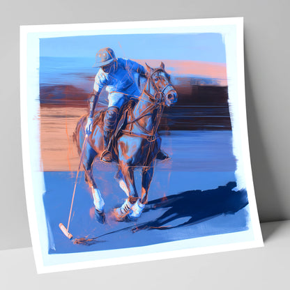 The Cobalt Chukka polo horse art print