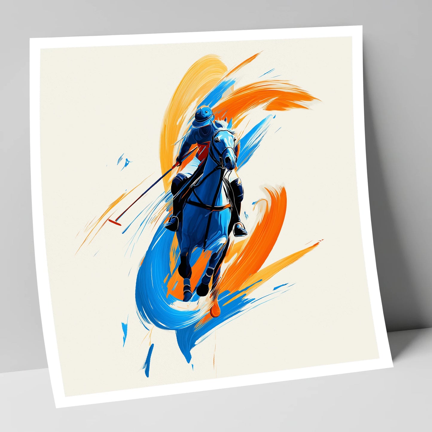 The Indigo Strike polo horse art print