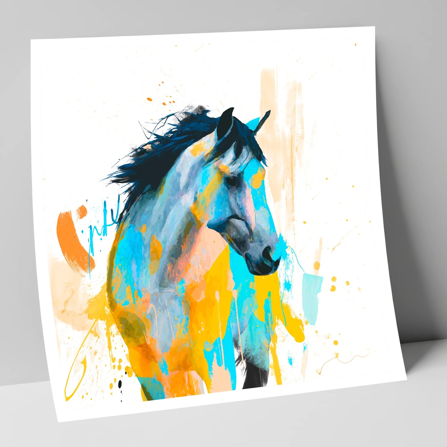 Teal and Amber Splendour horse portrait art print