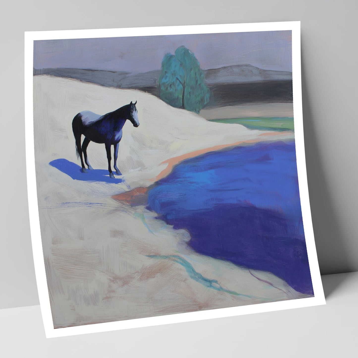 Blue Shore Solitude horse landscape art print