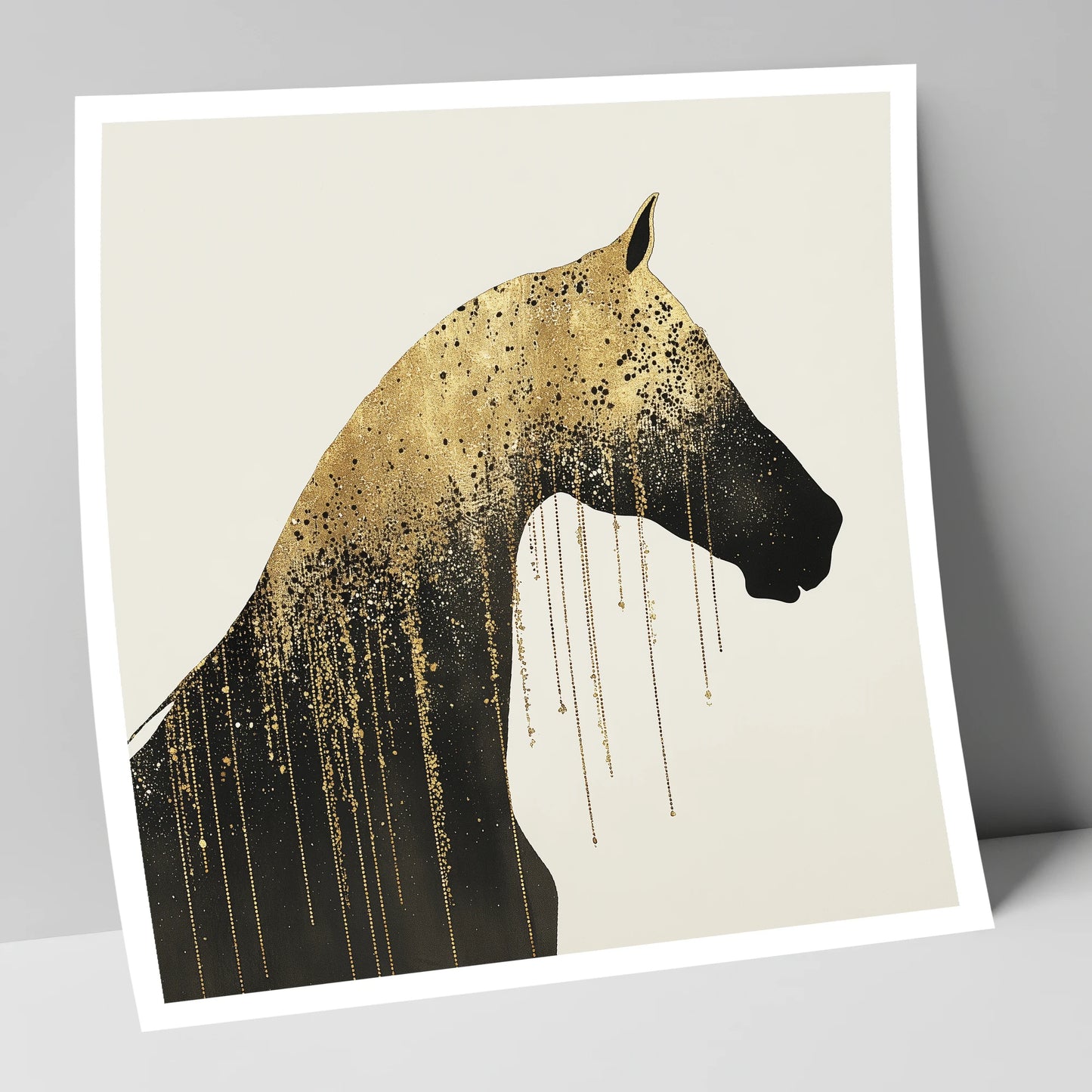 Gilded Equine Silhouette horse breed art print