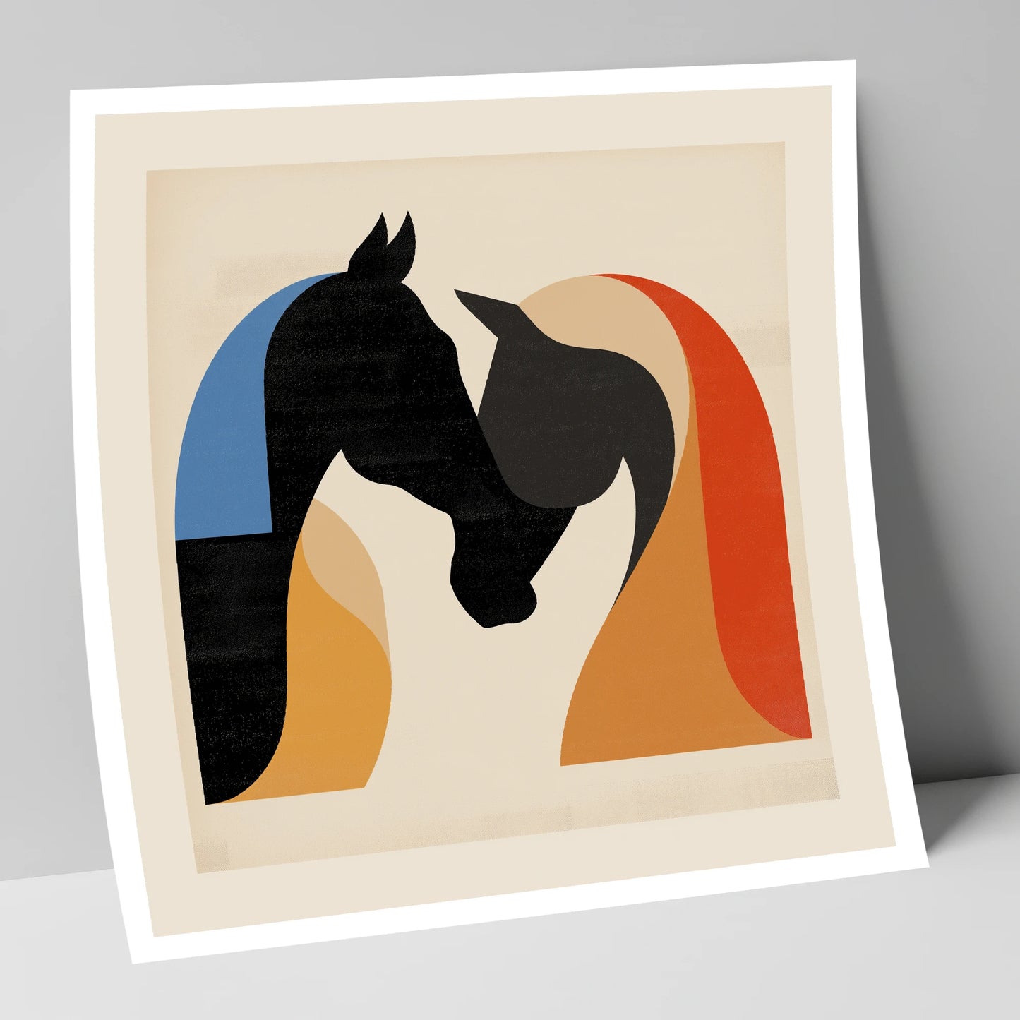 Abstract Equine Embrace horse portrait art print