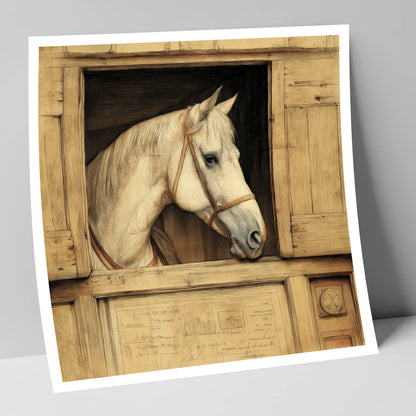 The Draftsman's Grey horse stable art print