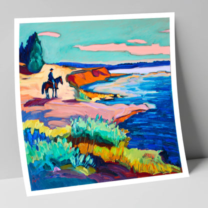 Vivid Coastal Hack beach horse art print