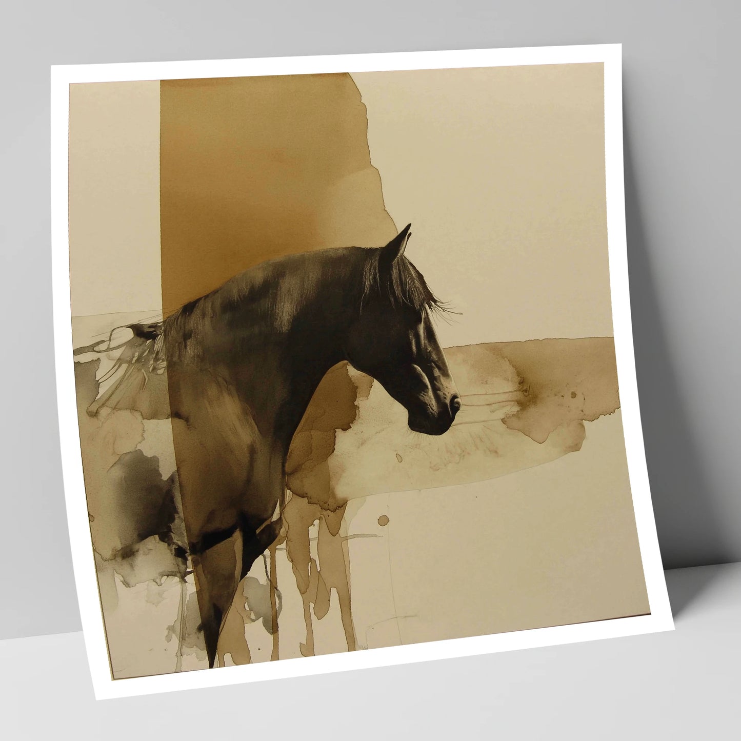 Sepia Silhouette horse breed art print
