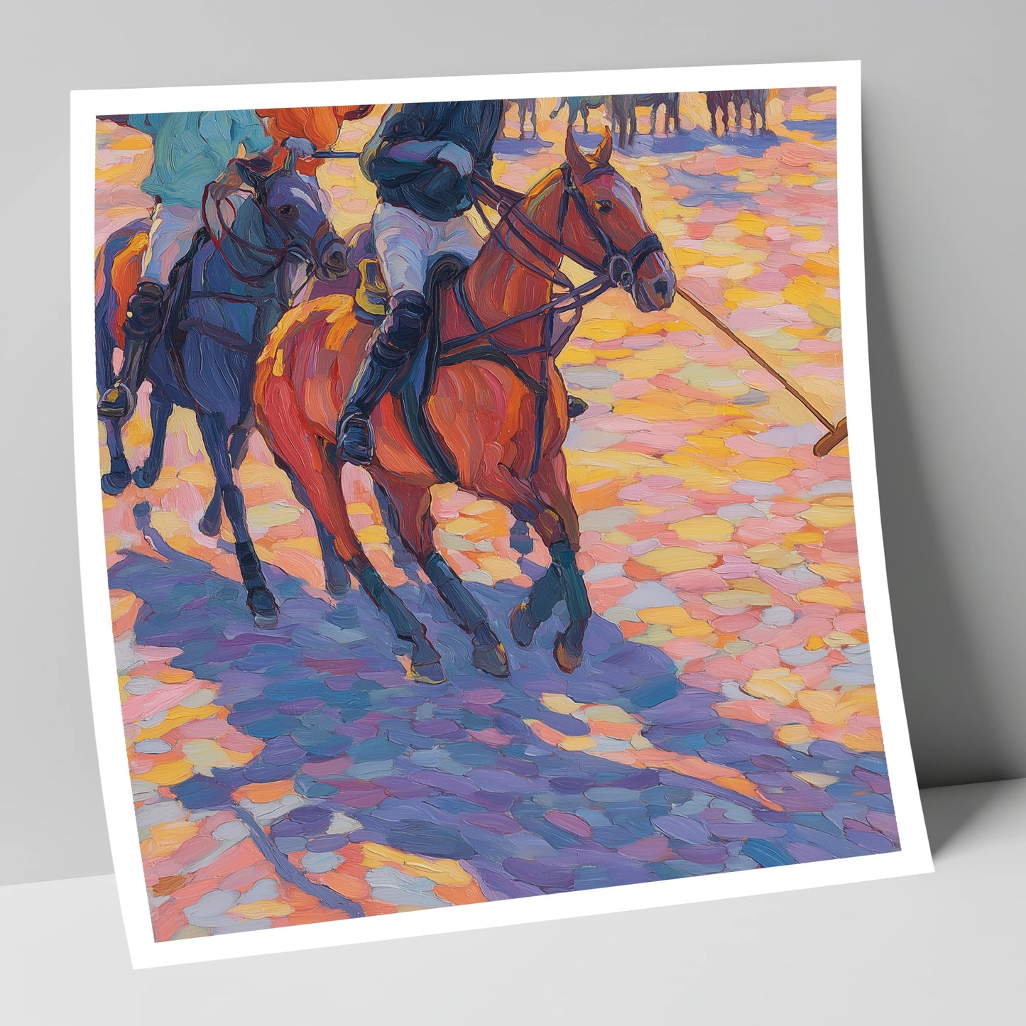 Sunset Chukka Shadows polo horse art print