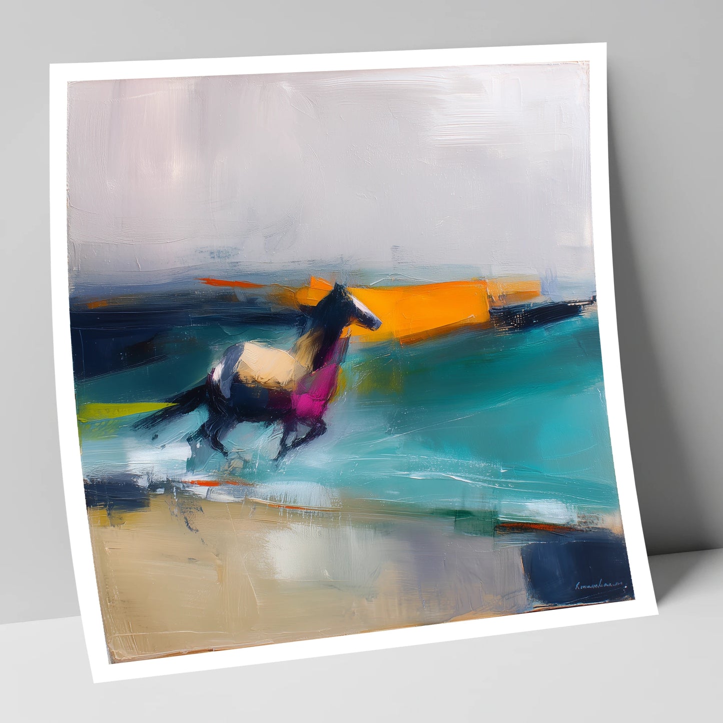 Vivid Coastal Gallop beach horse art print