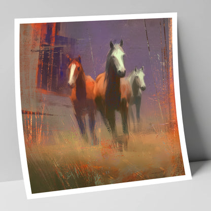 Haze and Embers wild horses art print