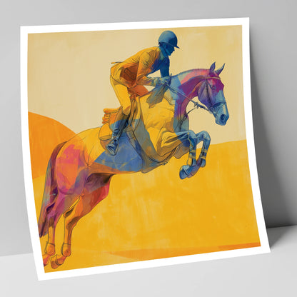 Flight Over Gold show jumping horse art print