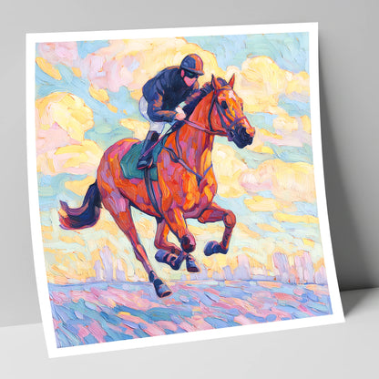 Technicolour Gallop racing horse art print