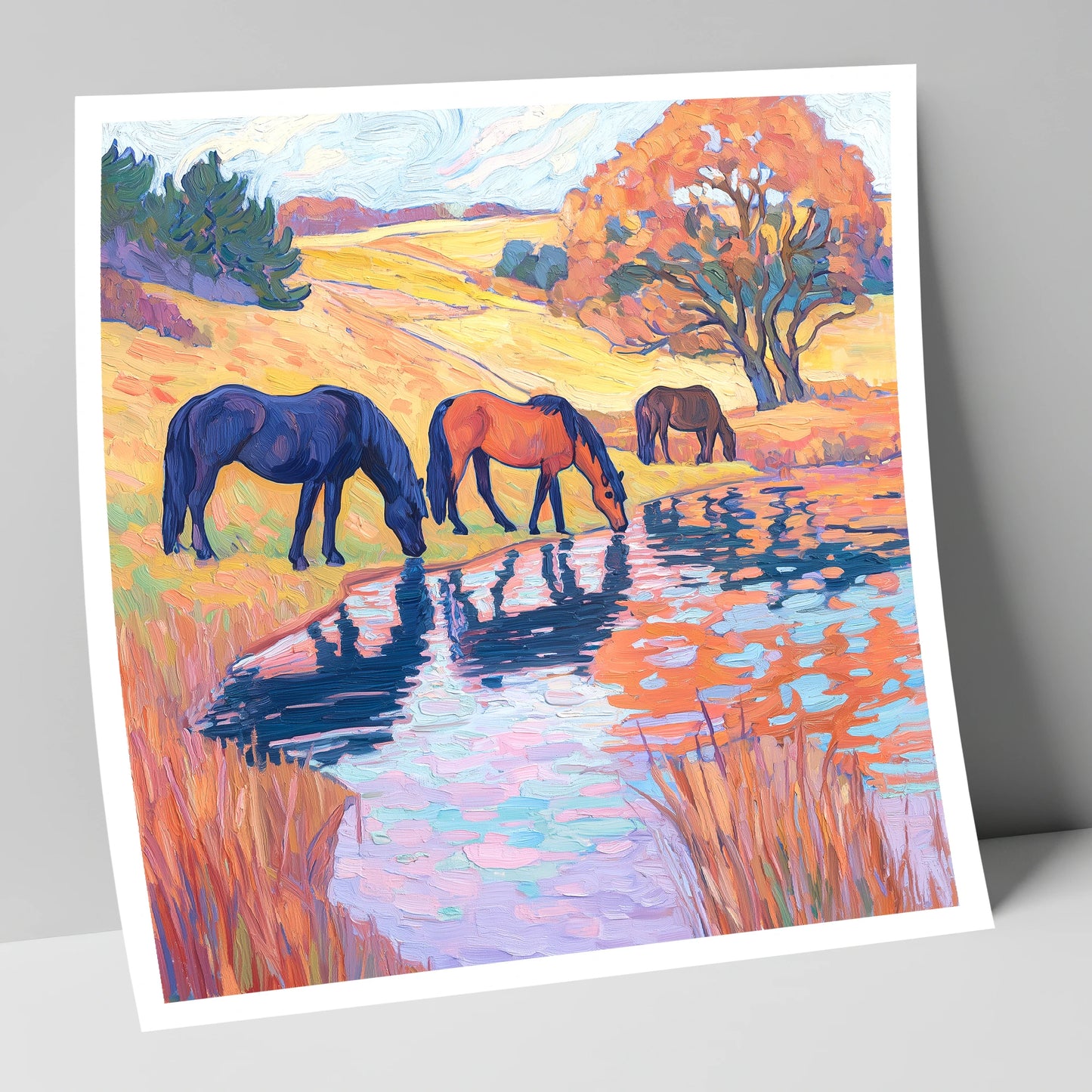 Painted Pasture Reflections horse landscape art print