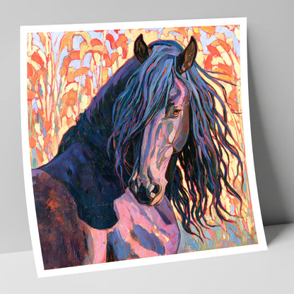 Colourful Friesian Horse Portrait horse breed art print
