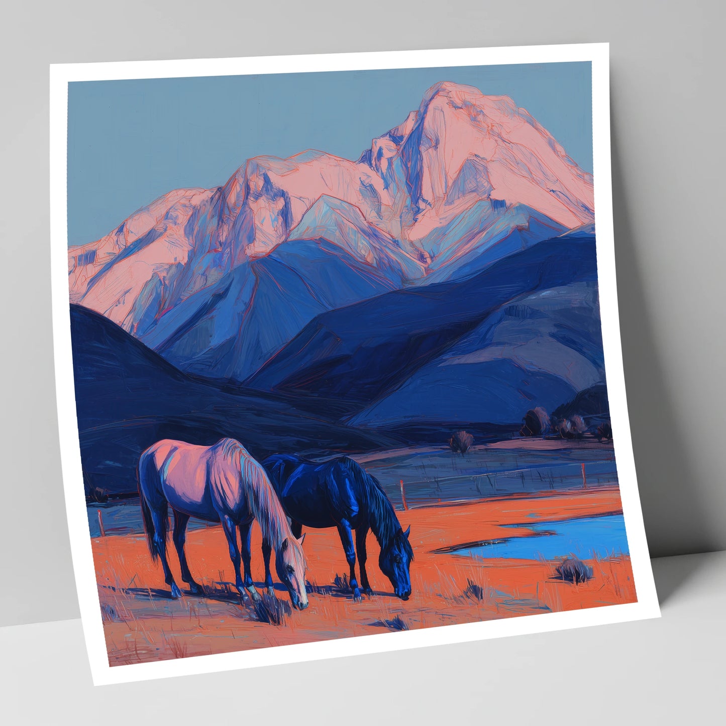 Indigo Mountain Pastures horse landscape art print