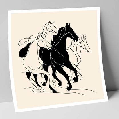 Fluid Equine Silhouette wild horses art print