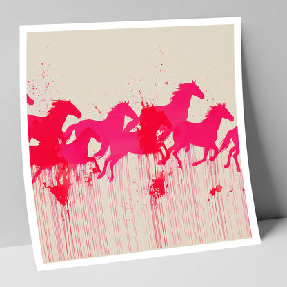 Vivid Magenta Herd wild horses art print