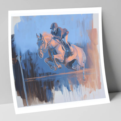 Suspended Over Cobalt show jumping horse art print