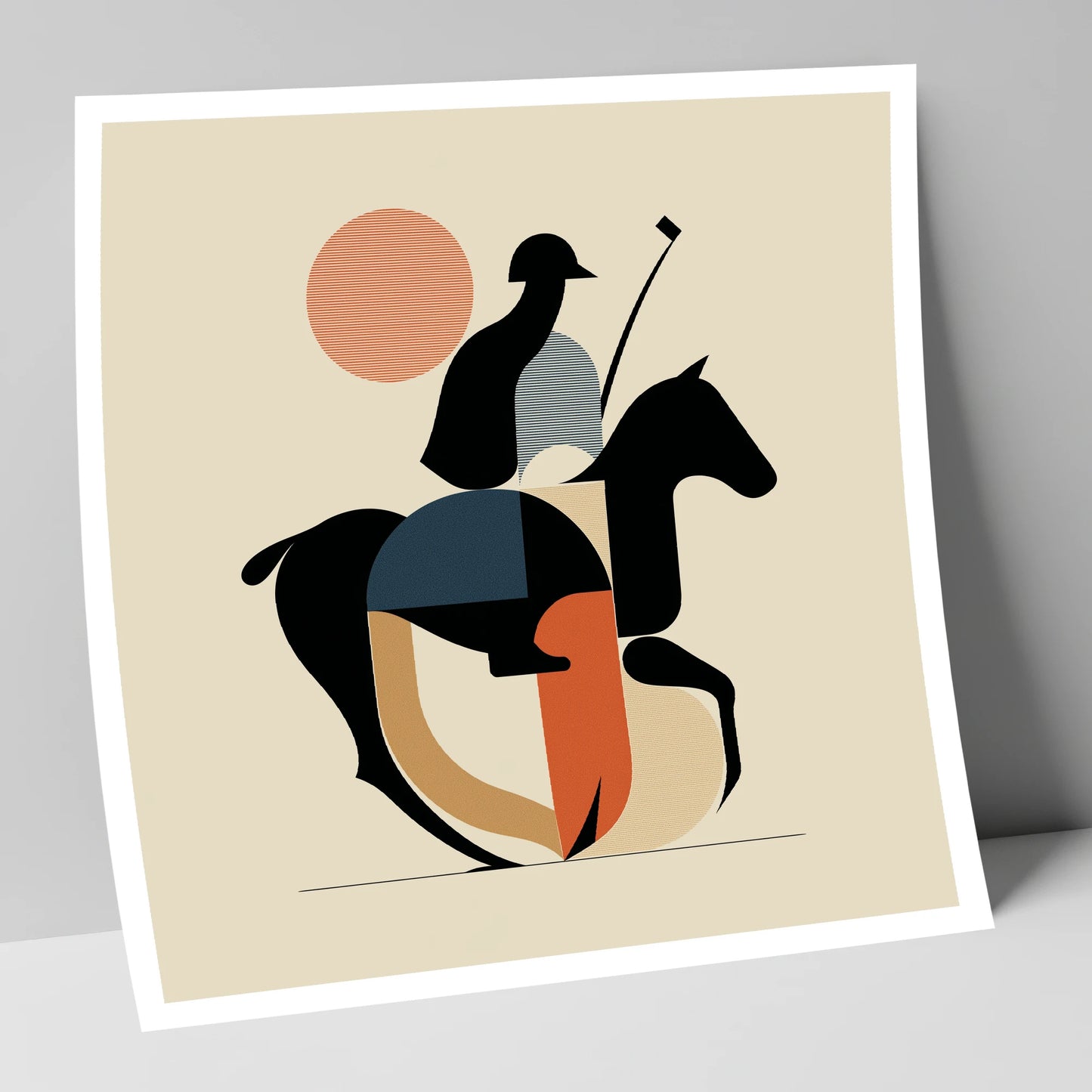 Mid-Century Polo Match polo horse art print