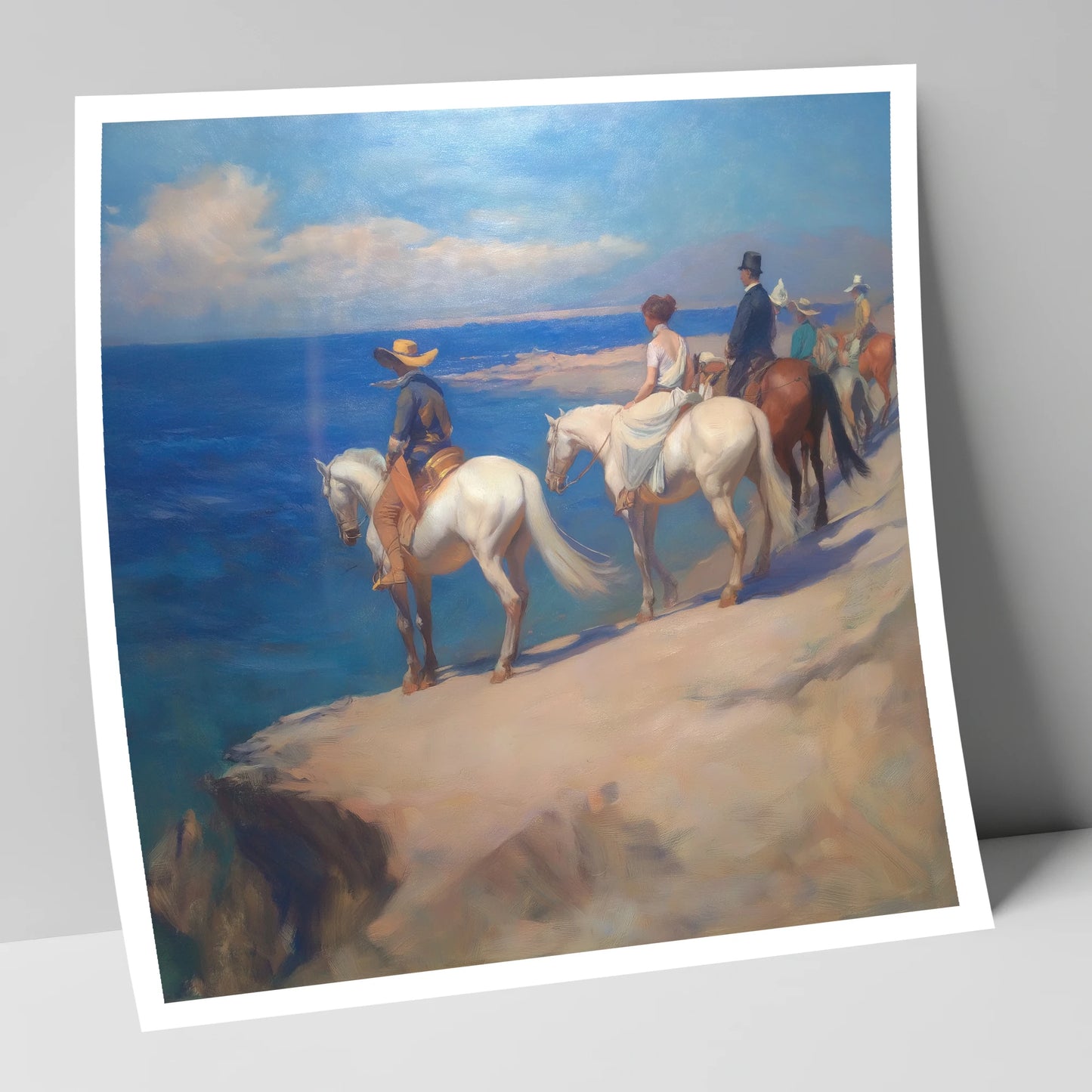 Coastal Riders Halt horse landscape art print