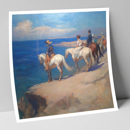 Coastal Riders Halt horse landscape art print