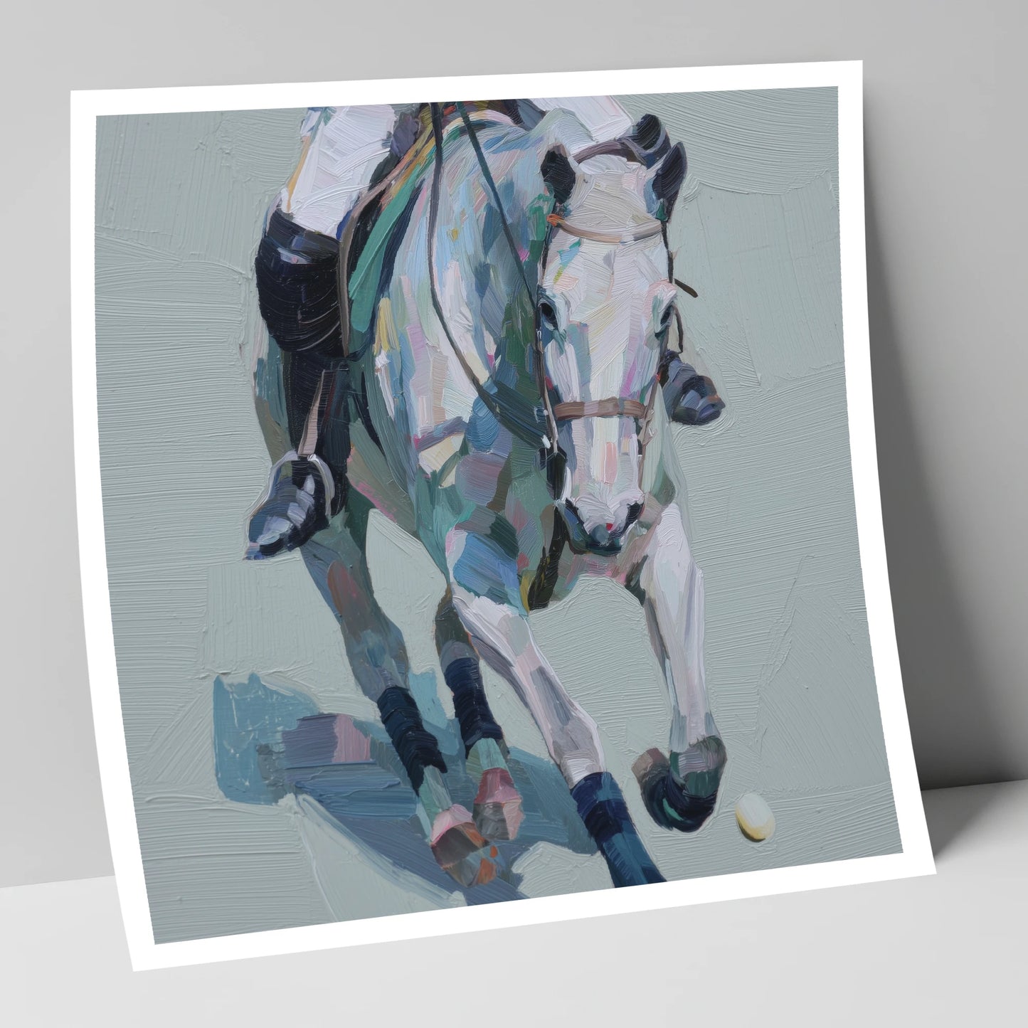 Pastel Polo Charge polo horse art print