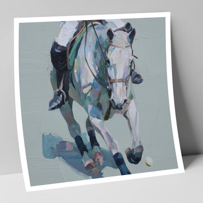 Pastel Polo Charge polo horse art print