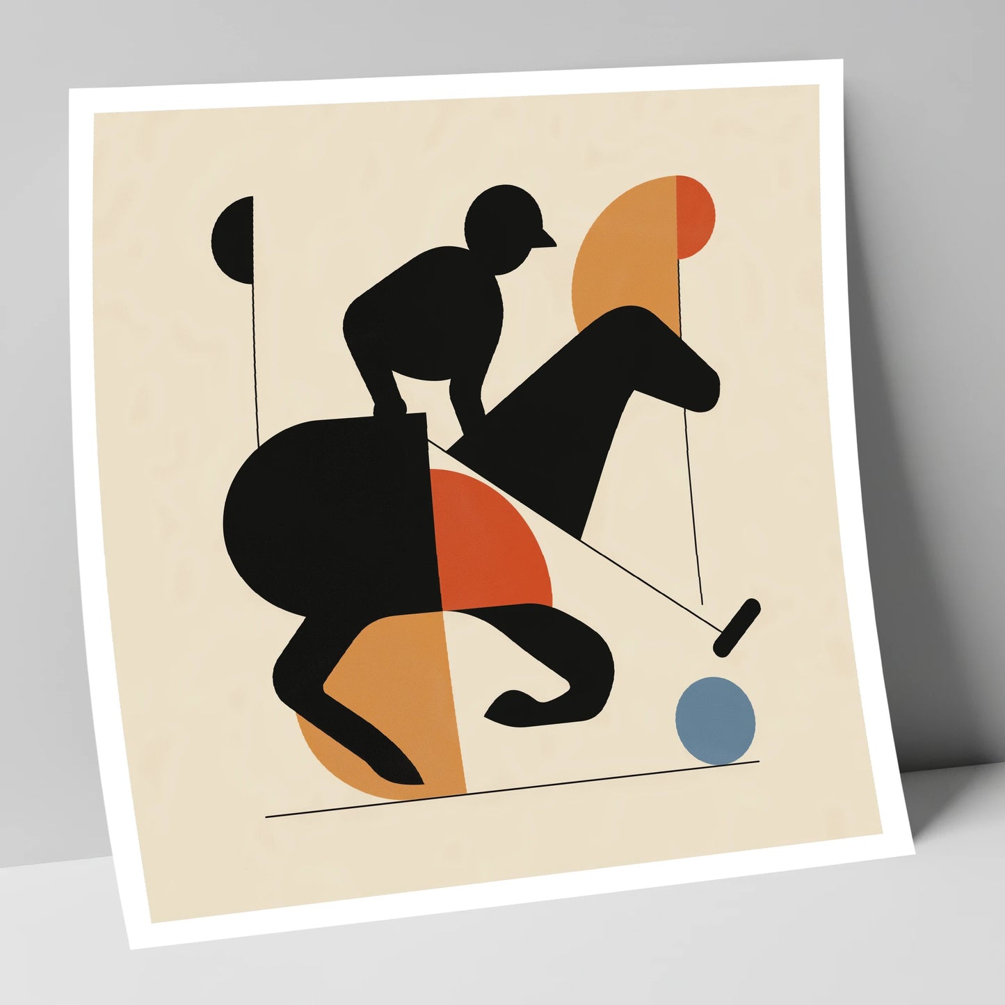 Mid-Century Polo Strike polo horse art print
