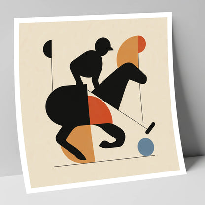 Mid-Century Polo Strike polo horse art print
