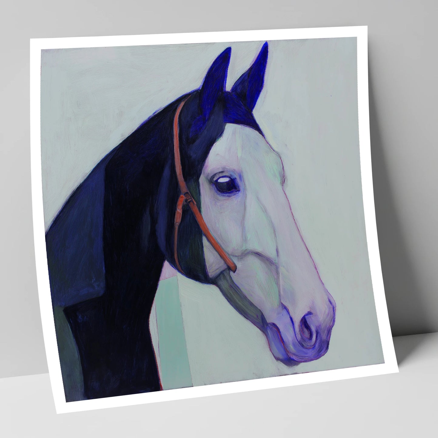 Indigo and Ice horse portrait art print