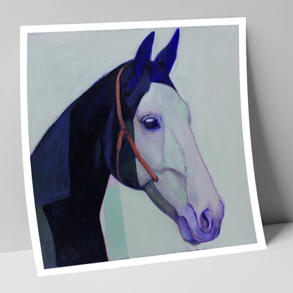 Indigo and Ice horse portrait art print