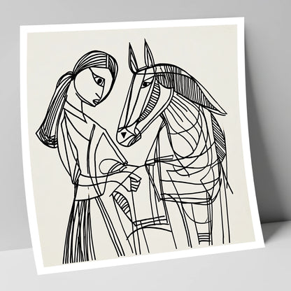 Lines of Connection horse & rider art print