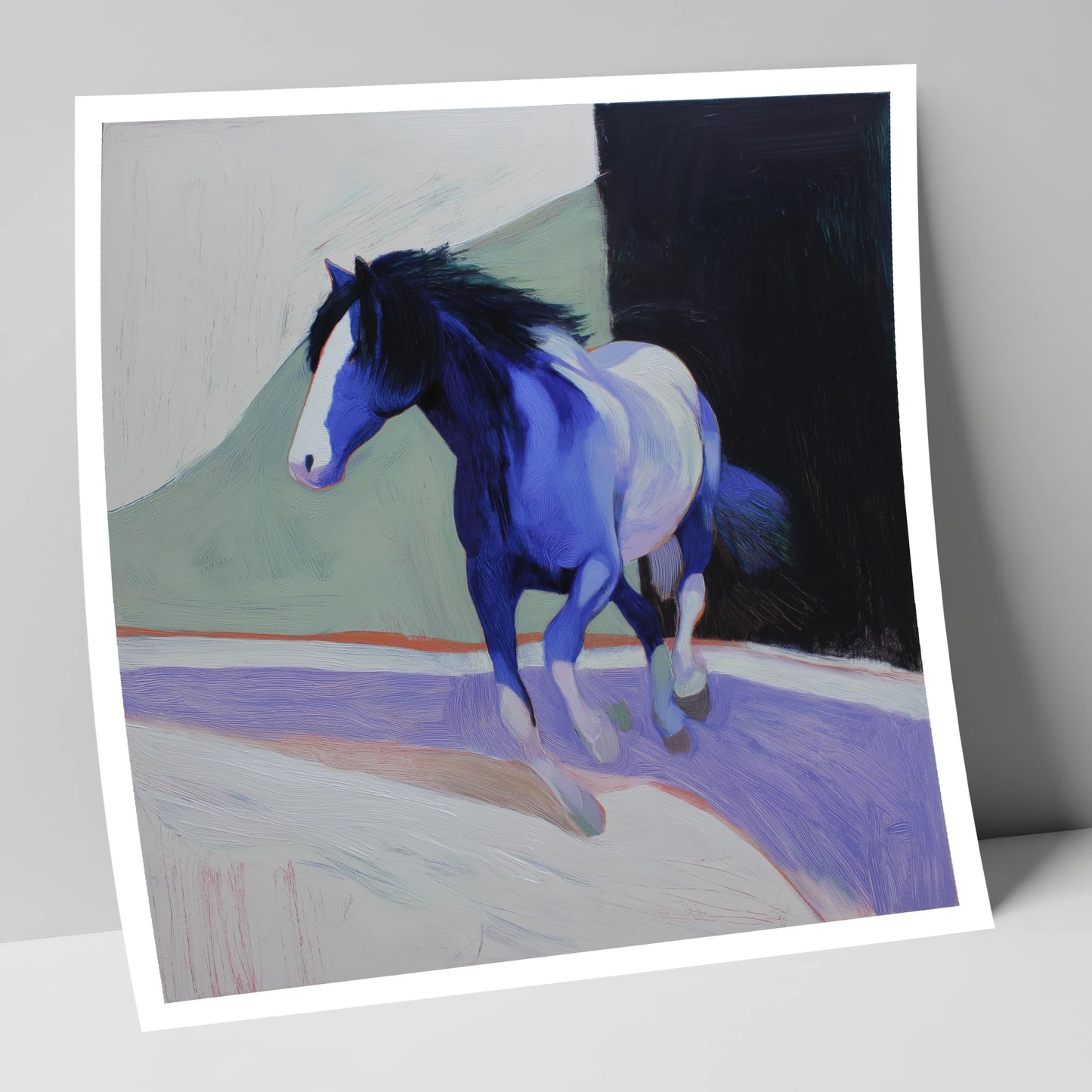 The Cobalt Stride horse portrait art print
