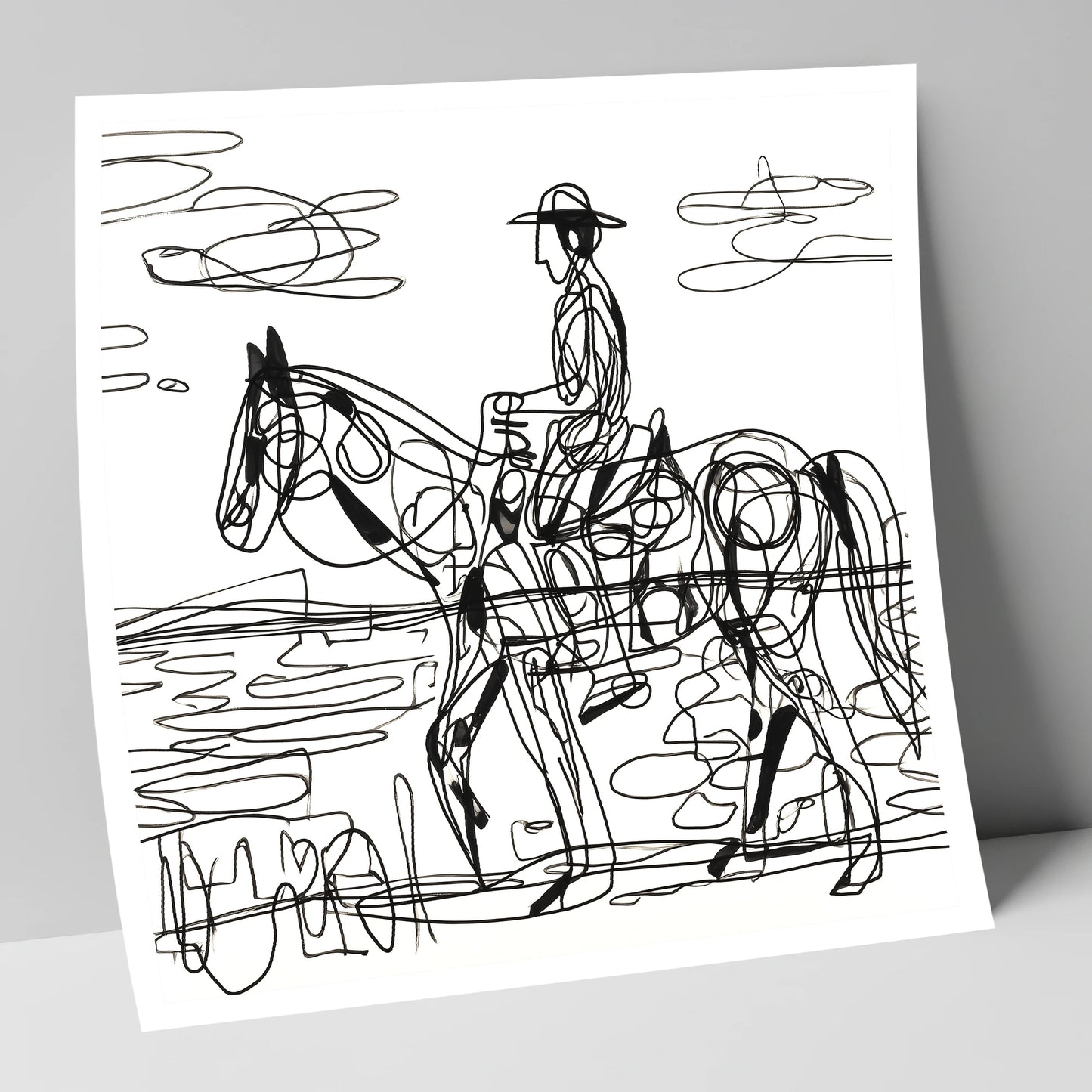 Linear Beach Ride beach horse art print