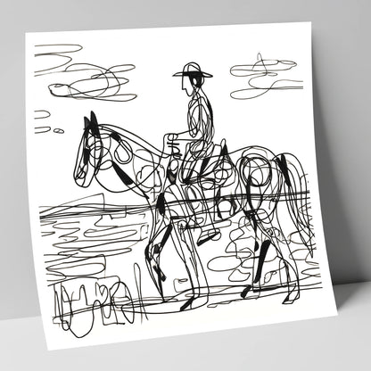 Linear Beach Ride beach horse art print